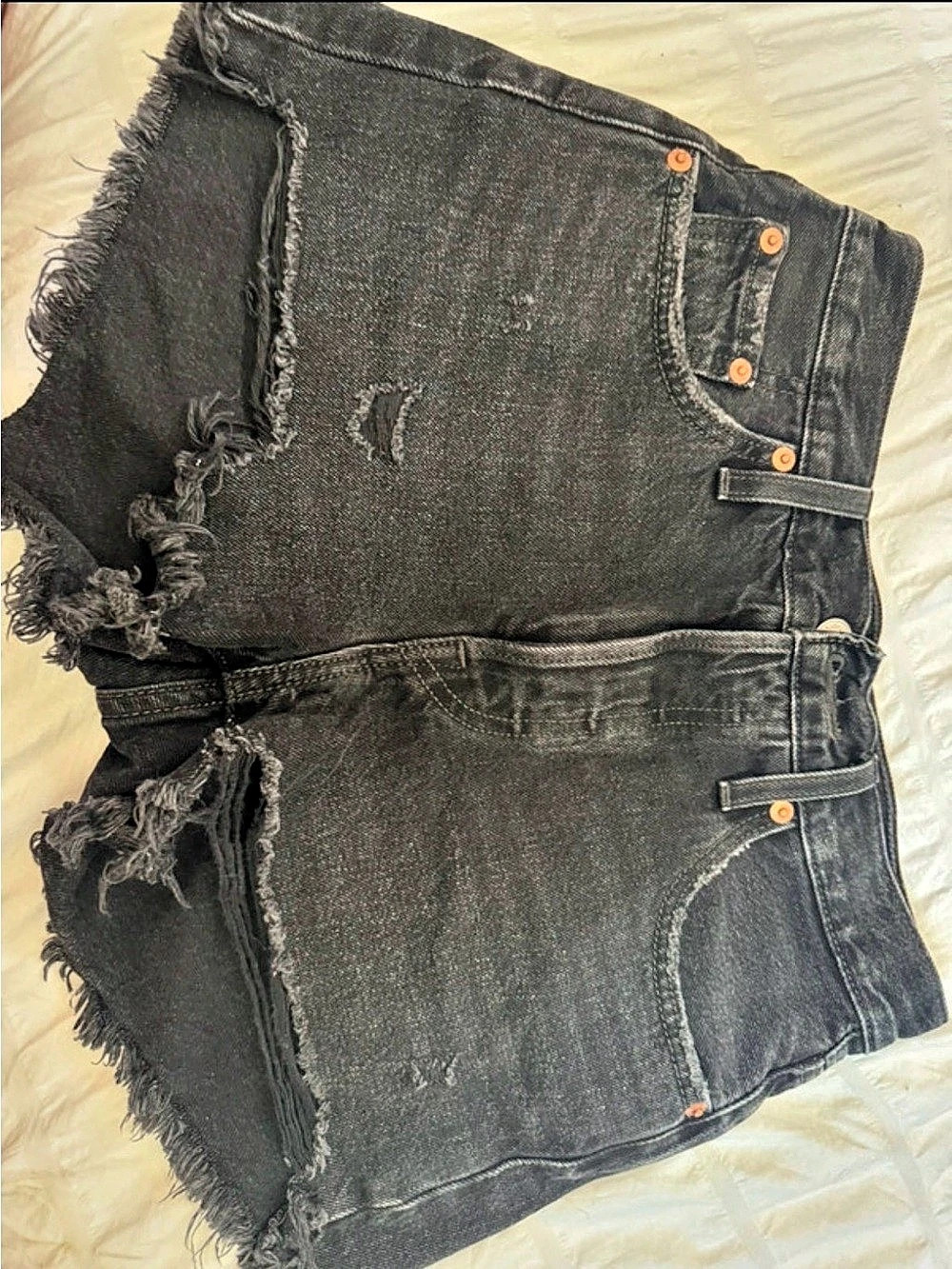 Levi's 501 Distressed Jean Shorts in Black Waist 25